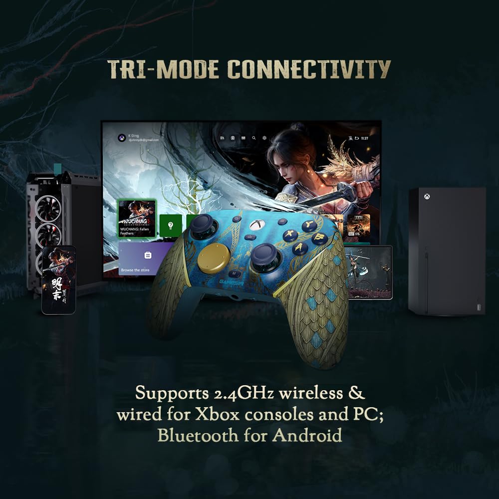 Wireless controller (compatible with Xbox, PC, and Android) featuring TMR joysticks.